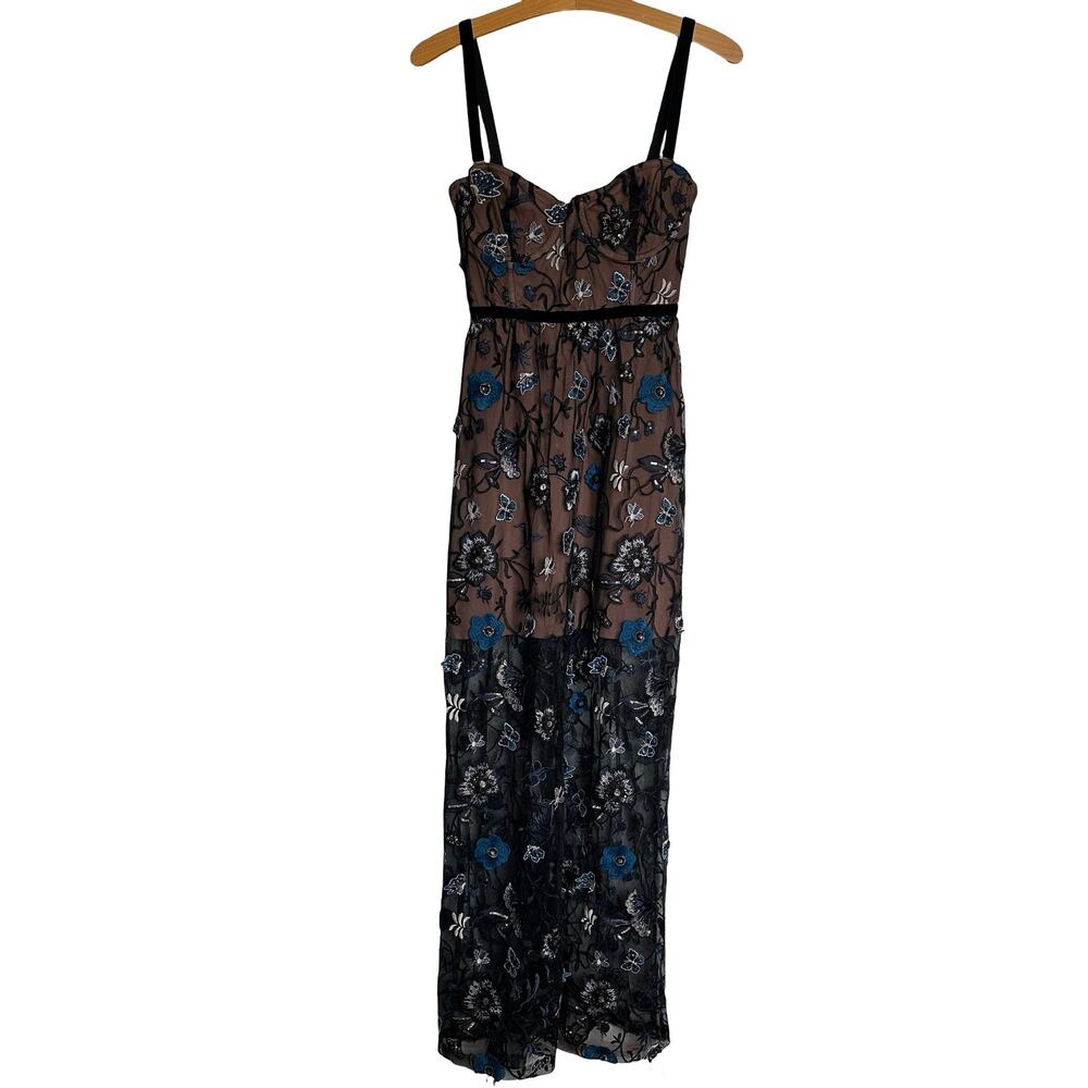 For Love & Lemons Free People Beatrice Maxi Dress Butterfly Applique Boho Size S